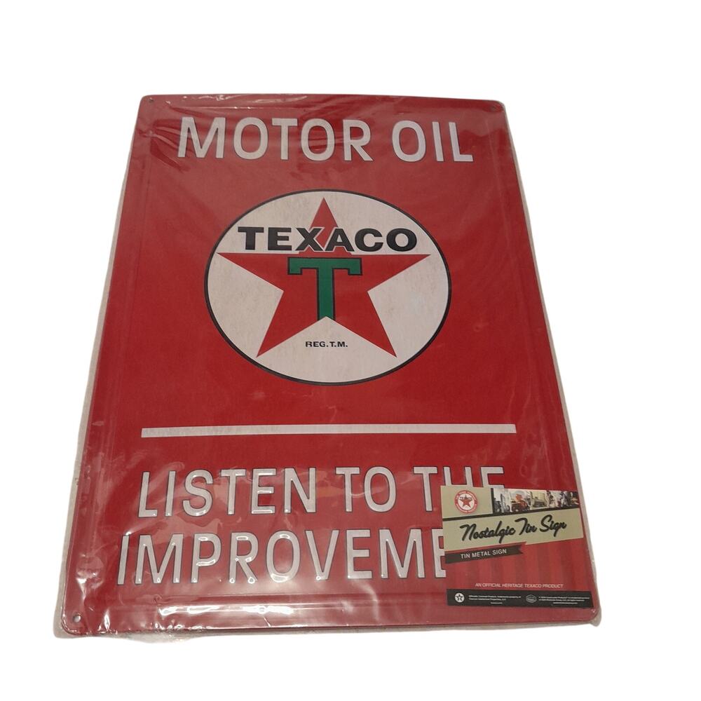 Texaco Motor Oil Tin Sign Retro Vintage 16" x 12.5" New Auto